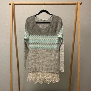 Jolt Women’s Tunic Knit Top/Dress Lace Trim Size M